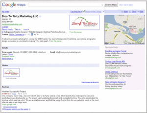 Google Places listing for Zero To Sixty Marketing - Zero To Sixty Marketing
