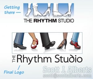 The final logo considerations for The Rhythm Studio.