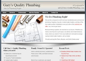 Gary's Quality Plumbing website.