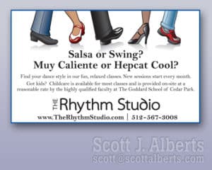 Rhythm Studio business card.