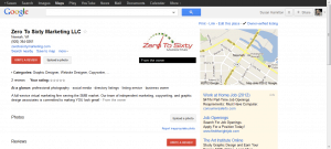 Google screenshot of Zero To Sixty Marketing LLC listing.